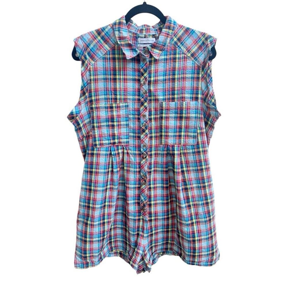 Urban Outfitters Multicolor Plaid Sleeveless Romper